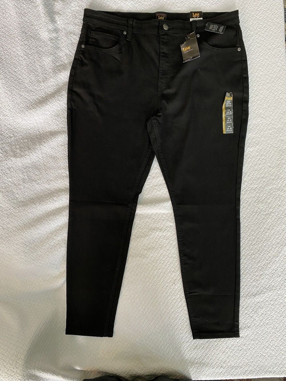 NWT Lee Legendary Skinny Jeans Women’s 18 Medium True Black Stretch Denim